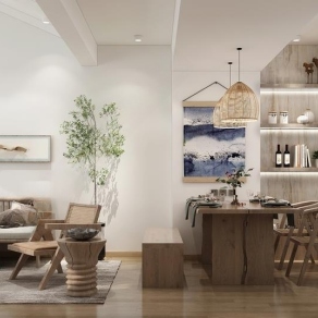 现代民宿客餐厅3D模型下载